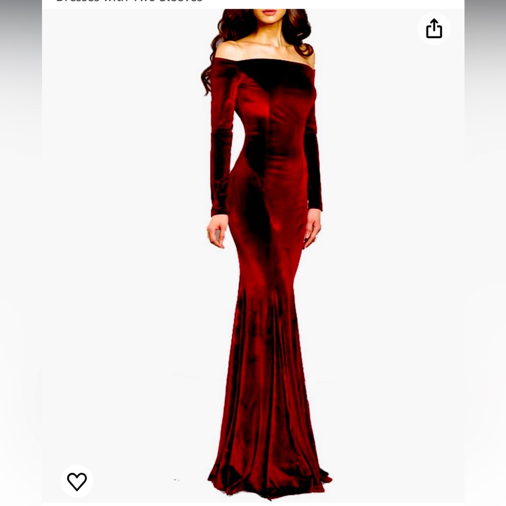 Size 4 Velvet Off The Shoulder Burgundy Full Length Gown